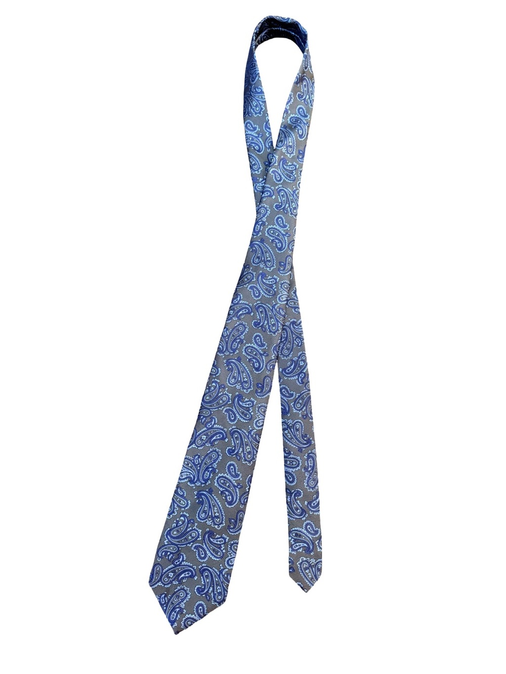 BROOKS BROTHERS Men's Classic blue - gray paisley neck tie NWT - Picture 5 of 5